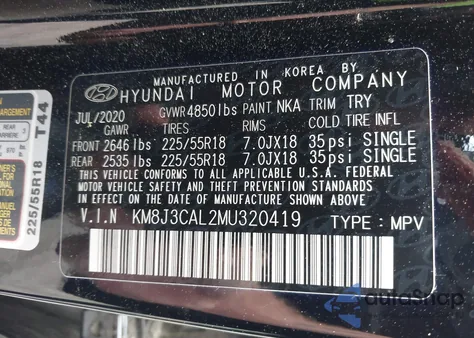 2021 Hyundai Tucson Ultimate from USA, damaged, VIN KM8J3CAL2MU320419